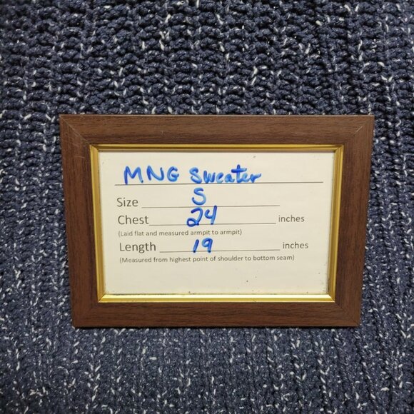 MNG Casuals Sweater Blue Knit Cropped Long Sleeve Thick Warm Winter Womens Small - Picture 6 of 8